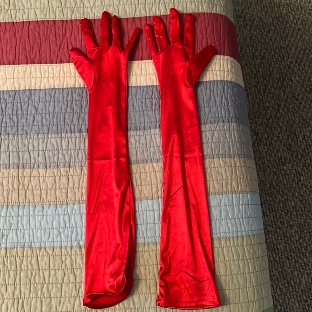 Red satin gloves